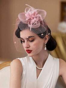 1pc 20/50s Style Mini Hat, Small Round Hat, Tea Party Headpiece With Veil, Suitable For Girls And Women - Multicolor - View 12