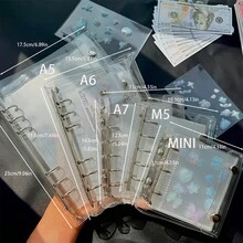 1件裝可攜式透明活頁夾 A5/A6/A7/A8/M5尺寸 貼紙筆記本 計劃本 相片收納袋 剪貼簿 預算規劃本 便條本 辦公用品 學生用品 - 多款 - 查看 4