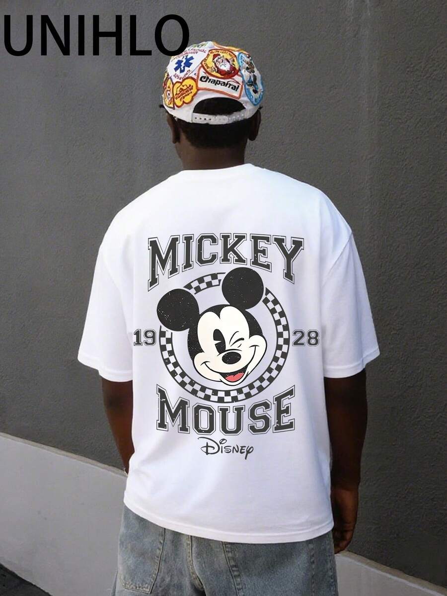 Disney UNIHLO    Mickey   Print  Summer Casual Versatile Pure Cotton T-Shirt Suitable For Any Place - White - View 1