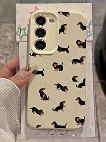 1个腊肠犬图案哑光质感全包防震TPU手机壳，兼容苹果17、16、15、14、13、12、11 Pro Max和三星Galaxy A55/54/53/52/51、S25/24/23/22/21系列 - 彩色 - 查看 4