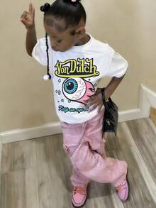 Unisex, Gender-Neutral Style-Tween Girl Cotten Clothes,Y2K-Inspired Letter Print T-Shirt - Casual Crew Neck, Short Sleeve, Machine Washable - Perfect For Spring/Summer/Fall,Fashion, Streetwear, Unisex, Men, Women - 白色 - 查看 4