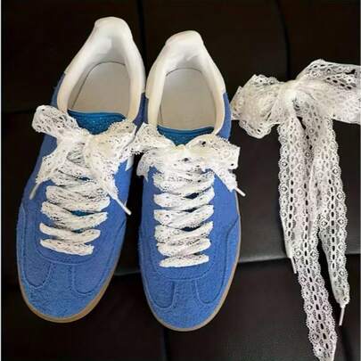 1 par de cordones de zapato de encaje blanco con lazo hueco para mujer, estilo coreano de nicho de 120 cm, accesorios para zapatos, adecuados para tenis, zapatos casuales, planos, zapatos de lona, zapatos de boda, etc.