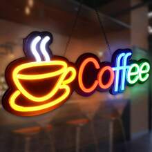 Coffee Neon Sign, Coffee And Tea Neon Sign, LED Coffee Bar Wall Art Sign Suitable For Coffee Station, Tea Bar, Restaurant, Country Style, Kitchen Decor - Coffee Lamp - View 3