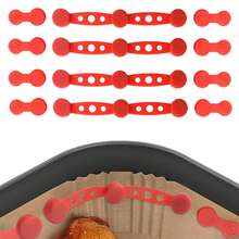 3pcs/6pcs Magnetic Silicone Clips For Air Fryer, Used To Secure Air Fryer Baking Paper, Lock Disposable Liners Safely, Prevent Paper Burning, Red - Multicolor - View 6
