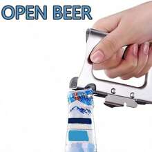 New Stainless Steel Portable Bottle Cap Opener, Kitchen Tool, Handy Can Opener, Emergency Bottle Opener, Party Accessory - Silver - View 7