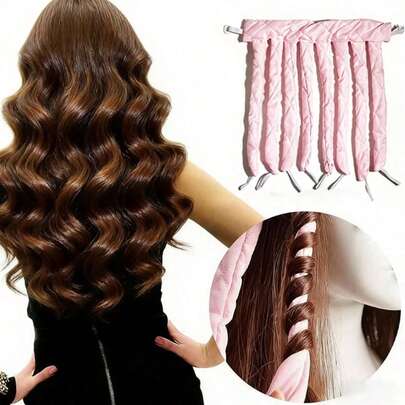 1pc/Set No Heat Hair Curler For Women & Girls, Soft Curl Headband, No Heat Needed, Sleep Curl, Gentle Hair Care, Suitable For Long Hair, Create Big Waves, Soft Satin Lazy Sleep Curl Foam, Curling Styling Tool (Black/Blue/Pink), Hair Styling Set, Hair Styling Tools