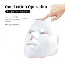 Facial Red Light Therapy, LED Facial Mask Light Therapy Device, Adjustable Brightness, 7-Color LED Mask, Wireless And Rechargeable, Red Light Mask, Anti-Aging, Brightening Skin Tone, Skin Rejuvenation. - 彩色 - 查看 3