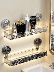 Estantería de esquina con fuerte succión | Estantería de esquina de baño de acrílico transparente | Organizador de almacenamiento de baño sin taladro - Multicolor - Ver 5