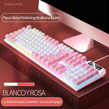 Mechanical Gaming Keyboard | 104 Wired Keys, Full-Size Layout, Bright Backlighting | ABS Construction, Sensitive Tactile Response, Durable Structure | Desktop Setup For Competitive Office Work - 粉色 - 查看 3
