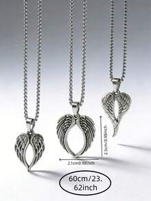 男士天使翅膀吊坠项链，款式多样，可选1件或3件，复古哥特风格，男女皆宜，适合日常佩戴。是情人节、父亲节、圣诞节和新年等节日的绝佳礼物。 - 復古銀色 - 查看 10