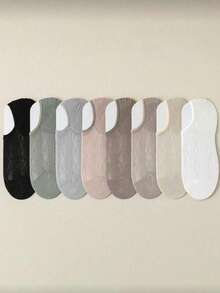 5 pares de calcetines invisibles para mujer, calcetines cortos transparentes, colores aleatorios cómodos - Multicolor - Ver 9