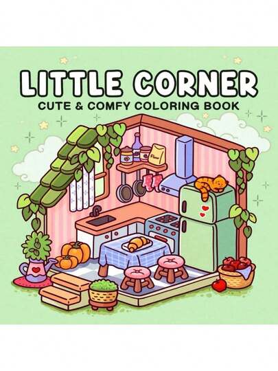 1 livre de coloriage pour adultes et adolescents "Little Corner", design d'espace super mignon et confortable (livre de coloriage d'espace confortable), convient comme cadeau pour les amis, les couples et la famille, fournitures scolaires, série de dinosaures : livre de coloriage super mignon avec des personnages animaux adorables, parfait pour la détente et le passe-temps, ce livre de coloriage anti-stress présente de jolis motifs thématiques avec des lignes nettes. Idéal comme cadeau pour les anniversaires, la rentrée, Noël, la fête des mères, etc., excellent pour se détendre