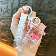 1pc Cute Cartoon Ocean Animal Milk Tea Cup Keychain, Penguin & Whale Pendant Bag Charm, Small Gift - Multicolor - View 14