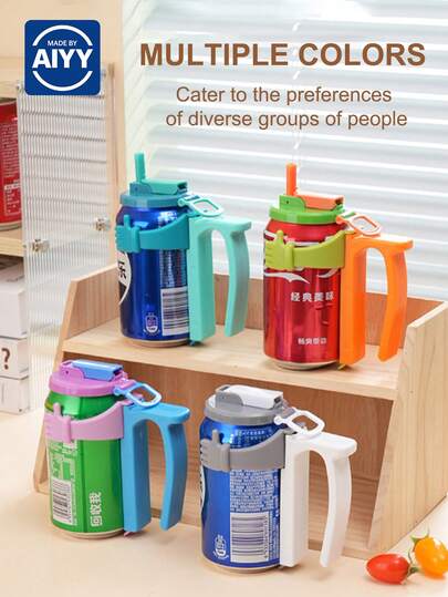 1个带吸管和支架的罐盖，杯子，配件，PP材质，易握 – 适用于大多数标准罐装饮料、杯子、带吸管的杯子，非常适合冰镇夏日饮品