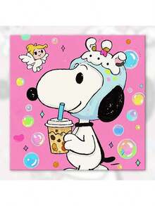 SNOOPY 1件装花生漫画正版数字油画套装 - 丙烯可爱DIY艺术 | 返校季减压手工，适合儿童和成人，随机样式（随机风格） - 彩色 - 查看 7