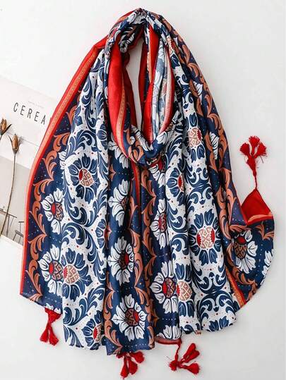 Polyester Floral Print Scarf