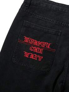 Men's Stylish American Retro Straight Jeans - Red - View 7