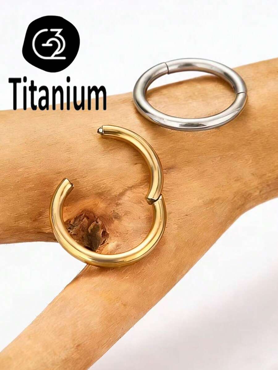Khuyên mũi bằng titan ASTM F136, khuyên septum, cỡ 20G 0.8MM/18G 1.0MM/16G 1.2MM/14G 1.6MM, đường kính trong 6MM/7MM/8MM/9MM/10MM và 12MM, trang sức xỏ khuyên mũi bằng kim loại titan G23. - Vòng phân đoạn cao - Xem 1