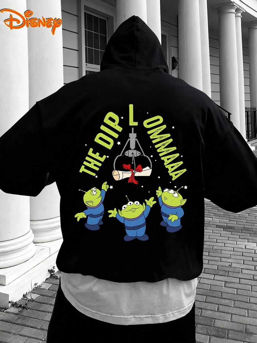Men's Disney Hoodie, "THE DIP" Aliens Back Print, Playful & Nostalgic Design, Casual And Comfortable, Perfect For Toy Story Fans & Daily Fun - màu đen - Xem 1