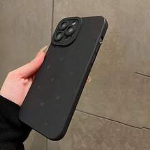 1个极简爱心印花哑光穿孔TPU软手机壳，适用于苹果17/16/15/14/13/12/11 Plus/Pro Max系列，个性化ins风保护套，时尚美观设计，极简全包手机壳 - 彩色 - 查看 5