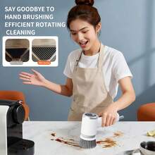 Bàn chải vệ sinh xoay sạc điện, bàn chải điện không dây dùng để làm sạch gạch lát phòng tắm và nhà bếp với màn hình LED, 2 chế độ tốc độ, 7 đầu làm sạch thay thế, tay cầm có thể điều chỉnh và tháo rời, dung lượng pin: 2000mAh. - Mẫu cầm tay cổ điển - Xem 4