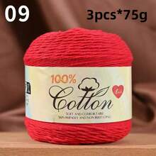 3-Pack Premium 100% Cotton Yarn, Soft & Cozy, Suitable For Handmade Sweaters, Scarves, Hats, Jackets, Vests, Shawls, Cushions, Etc. 3 Skeins X 75g = 225g - 75g Cotton - View 17