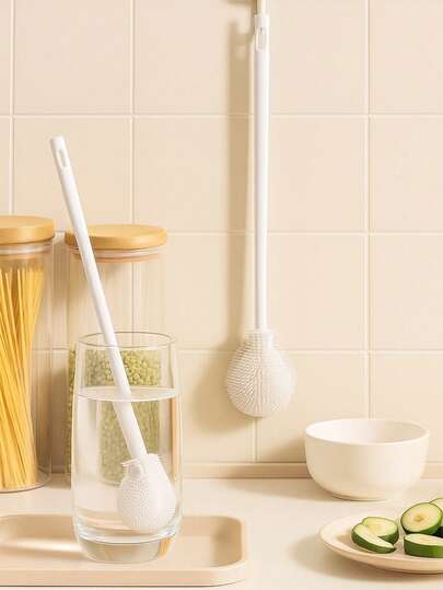 1/2pcs Flexible Silicone Cup Brush, Reusable Bottle Cleaning Brush, Suitable For Water Bottles, Tumblers, Glass Cups, Baby Bottles, Essential For Kitchen And Bar