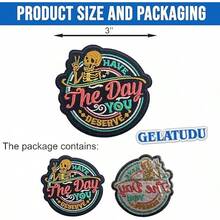 Have The Day You Deserve Patch-3 Inches Iron On/Sew On Embroidered Applique Patch, Funny Skeleton Embroidery Patches For Clothes Backpacks Hats, Karma Embroidered Patch Sarcastic DIY Accessories - Bản vá_ - Xem 5