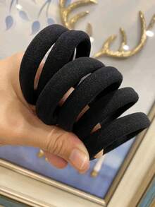 100pcs Seamless Thick Women's Black Hair Rings, Fashionable And Simple Elastic Hair Bands, Non-Damaging Ponytail Hair Ropes, Suitable For Daily Use - Black - View 7