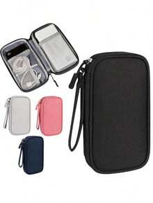 1pc Double Layer Digital Accessories Storage Bag, Electronics Accessories Travel Organizer Bag Fits Phone, Cables, Coins, Jewelry, Divider Compartments For Power Bank, Mouse, Charger, Data Cables, Hard Drive, Protective Cover,Boho Vibes - 彩色 - 查看 2