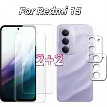 4件/包，適用於 Redmi Note 13 Pro+/14 Pro/14 Pro 4G/14 Pro 5G/14 Pro+/15 4G/15 5G/15 Pro 4G/15 Pro 5G/15 Pro+/14 4G/14 5G/15 Pro/15 Pro+/13C/14C/15C/A5/15/A7 Pro，2片高清鋼化玻璃螢幕保護貼 + 2片高清透明鋼化玻璃鏡頭保護貼，全覆蓋鋼化玻璃螢幕保護貼，含高清邊膠 - 無色 - 查看 12