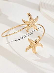 1pc & Starfish Decor Arm Cuff Bracelet Women, Summer Holiday - Vàng 2 - Xem 4