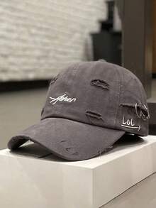 New Distressed Baseball Cap, Unisex Korean Style Embroidered Sun Visor Hat,Summer,Beach,Holiday - A - View 10