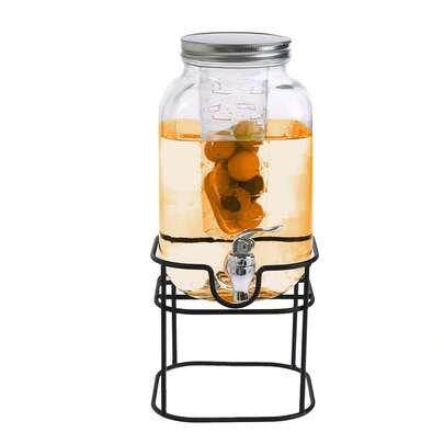 Crystals 4L Vintage Glass Beverage Drinks Dispenser With Tap – Juice & Water Drink Dispenser For Parties (With Stand / Without Stand)