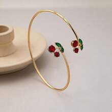 1pc Fashionable, Elegant And Sweet Cherry Design Rhinestone Bracelet, Suitable For Women's Daily Wear - Multicolor - View 4