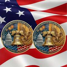3D Engraved Commemorative Coin, U.S. 250th Anniversary Commemorative Coin, Exquisite Collectible Coin, Coin For History Enthusiasts, Commemorative Gift - Gold - View 2