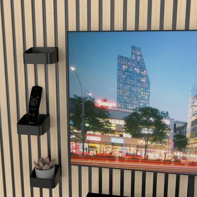 1pc Wall-Mounted Acoustic Panel Floating Shelf - No Screws Needed Installation, Suitable For Plant Display And Stylish Storage, Sound Insulation Solution, Minimalist Decor, Easy To Install Shelf