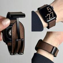 1pc Foldable Magnetic Band, Suitable For Apple Watch Series 1-9, Convenient Magnetic Clasp Design, Skin-Friendly & Breathable Material, Available In Brown, White, Black, Light Brown, Army Green, Minimalist Versatile High-Quality, Precise Fit For Apple Watch Users, Commuters, Students, Fashionistas, Suitable For Daily Commute, Leisure, Light Exercise, Easy To Assemble And Disassemble, Stylish And Practical Replacement Band. - Multicolor - View 3