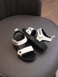 1 Pair Summer Open Toe Beach Sandals, Fashionable Non-Slip Versatile Toddler Shoes, Suitable For 1-3-8 Years Old Kids Daily Wear & School Activities - White - View 3