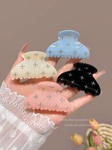 1个/4个装优雅水晶珍珠发夹，公主风半扎发爪，2026新款发饰 - 彩色 - 查看 12