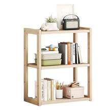 极简桌面书架，多层储物架，适用于宿舍/家庭，学生书桌收纳架，木质多层桌面书架，学习桌书架 - 杏色 - 查看 9