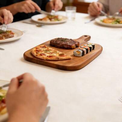 半块加厚木质砧板，红木实木切菜板，1.5厘米厚，专为切割肉类和蔬菜而设计，手柄舒适，天然木质材料，厨房用具，适合露营、婚礼、圣诞礼物、教师节礼物、送给朋友和家人。