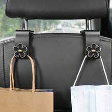 2pcs Elegant 5-Petal Flower Shaped Car Seat Headrest Hook, Simple Installation Multi-Function Storage Hook For Bags, Purses, Shopping Bags, Hats Etc.-DCFV - 2pcs-white - View 5
