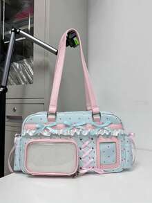 1个休闲时尚街头风甜美可爱波点星星透明徽章装饰单肩包，适合日常、通勤、聚会、送礼、斜挎包 - 彩色 - 查看 15