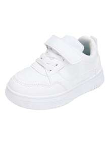 1 Pair Kids' Soft Sole Non-Slip Casual Fashion Solid Color Sports Shoes, Comfortable Versatile Minimalist Running Sneakers, Suitable For All Seasons - White - View 11