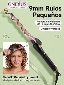 Rizador de Cabello Profesional 9mm Ultra Delgado para Rizos Definidos Tipo Afro, Teddy, Hippie y Espiral Compacta, Tenaza para Cabello con Tubo Fino para Volumen Intenso y Estilo Vintage, Plancha Rizadora con Recubrimiento Cerámico y Turmalina para Brillo Natural, Tecnología PTC de Calentamiento en 30s con Temperatura Estable 180°C y 210°C para Cabello Fino, Normal o Grueso, Tenaza para Peinar con Cable Giratorio 360° y Punta Fría para Manejo Cómodo, Herramienta de Estilizado para Mujer y Hombre Ideal para Fleco, Patillas y Cabello Corto, Rizador Profesional para Crear Rizos Pequeños, Ondas Retro y Textura Abundante, Ideal para Cabello Lacio que Busca Apariencia de Cabellera Abundante, Estilizador de Cabello con Diseño Ergonómico para Uso Diario en Casa o Salón, Rizador Compacto para Estilo Afro, Rizos Definidos y Peinado con Volumen Visible y Duradero - Tipo de Enchufe A USA (110-127V) - Ver 10