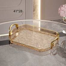 1 PET Serving Tray, Oval-Shaped Tray, Used In The Kitchen, Dining Table, Fruit Cake Tray For Holiday Parties - Grey - View 7