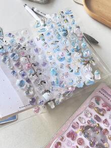 Cristal mini dorado, pegatinas de epoxi, decoraciones en relieve 3D de hámster, conejo, fundas de teléfono, scrapbooking, diario, pegatinas - Multicolor - Ver 7