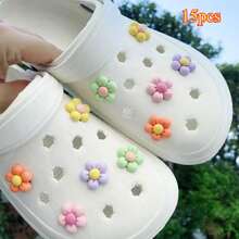 5/10/15pcs Summer Floral Shoe Charms, Playful Charm Design | ABS Resin Flowers, - Decorative Accessories For Clogs, Sandals - Personalized Footwear Accessories, Perfect Birthday Gift, Party Gift For Men And Women - Multicolor - View 11