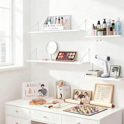 3件套（30+40+50厘米）悬浮置物架，无需钻孔即可安装在墙上，壁挂式置物架，卧室墙面装饰，厨房壁挂式储物架